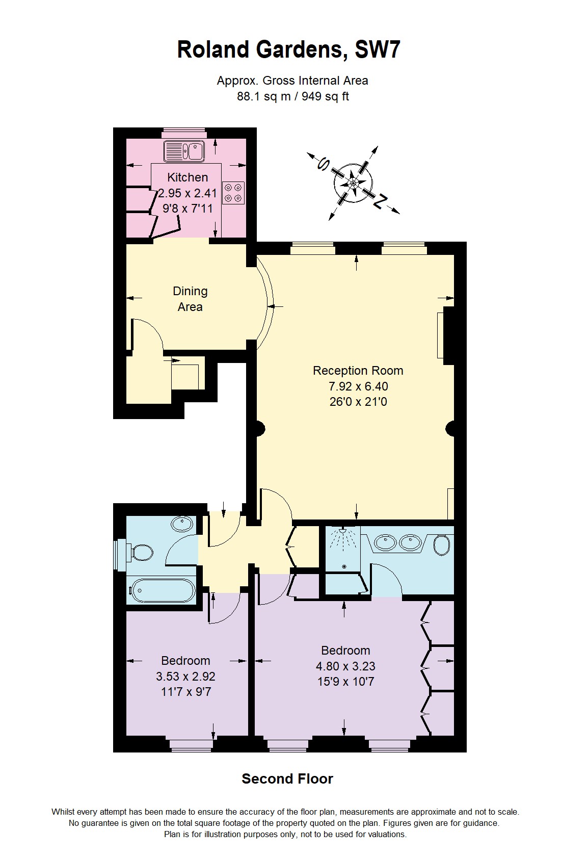 Floorplans For Roland Gardens, South Kensington
